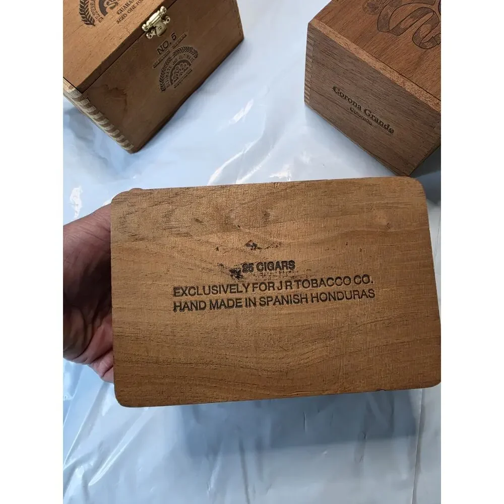 THREE (3) BEAUTIFUL WOODEN CIGAR BOXES Holds 25 Cigars Each..
